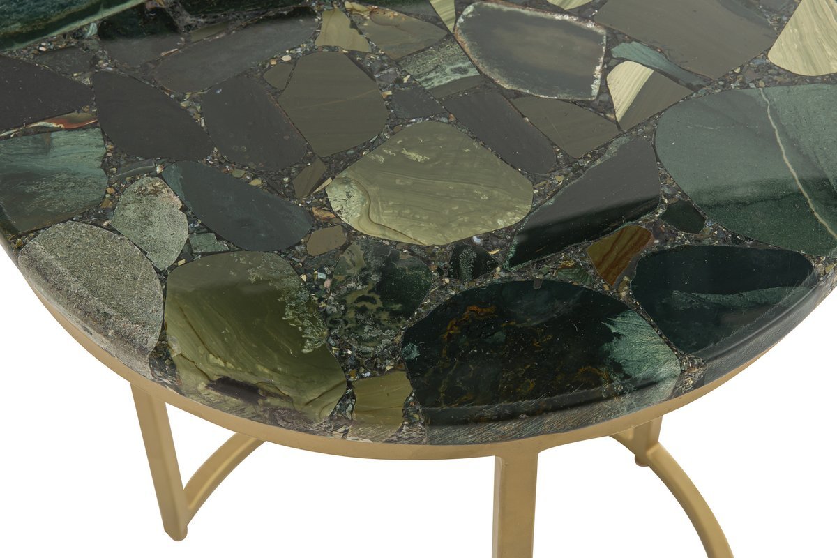 Table basse ronde en jaspe verte D40 cm PIETRA