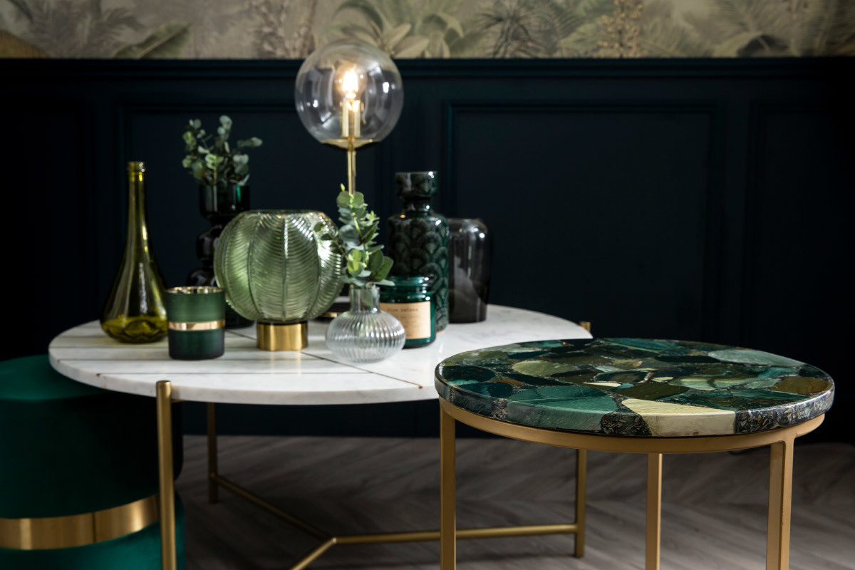 Table basse ronde en jaspe verte D40 cm PIETRA