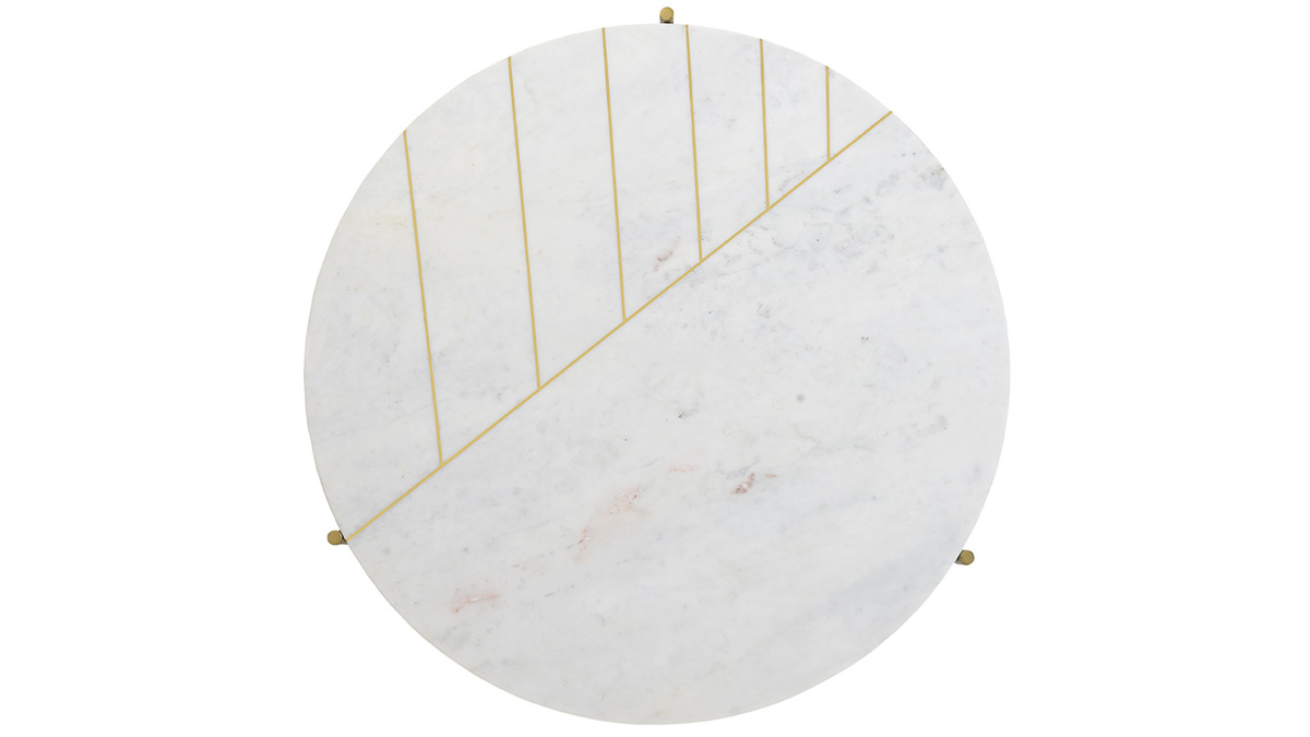 Table basse ronde en marbre blanc SILLON
