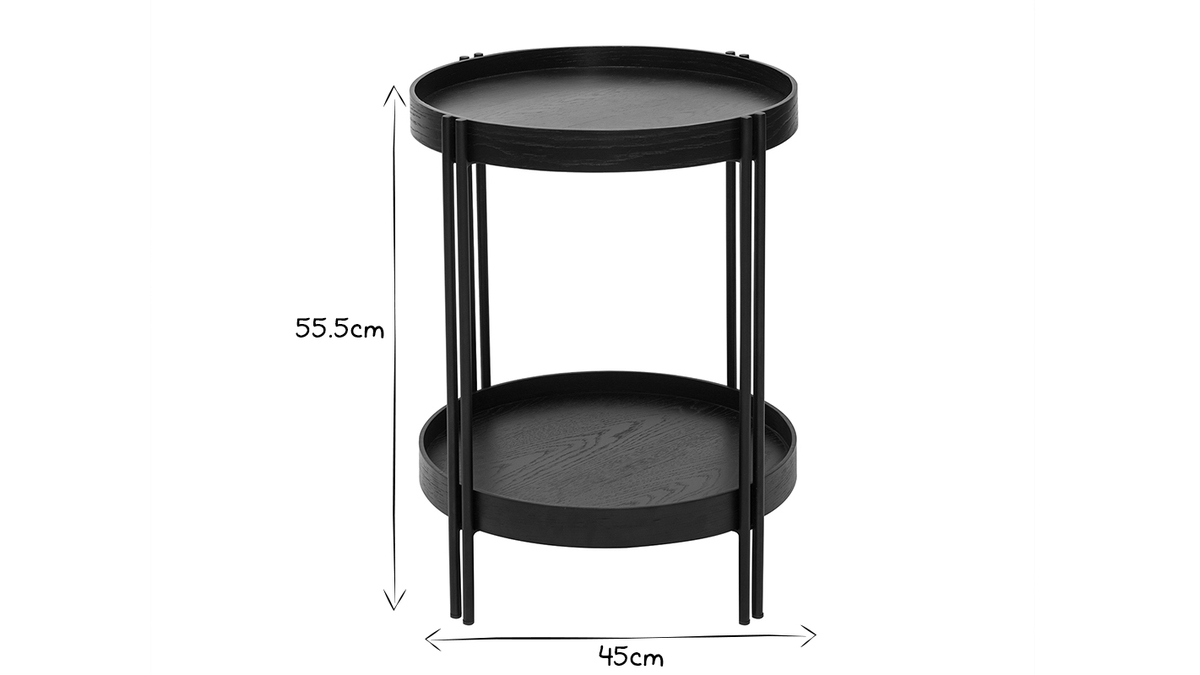 Table basse ronde finition chêne noir et métal D45 cm TWICE
