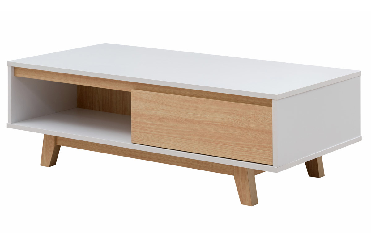 Table basse scandinave blanc et bois LAHTI