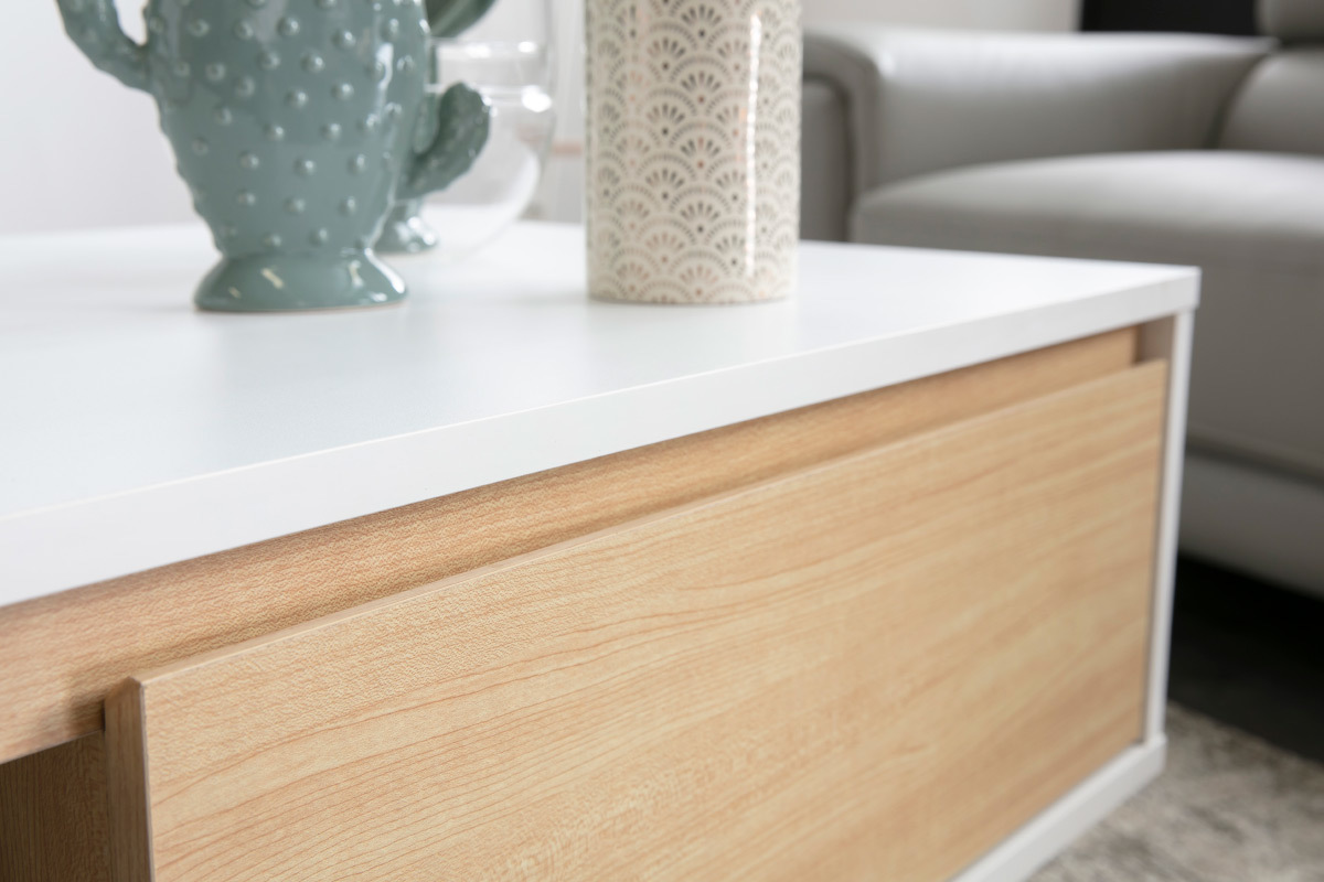 Table basse scandinave blanc et bois LAHTI
