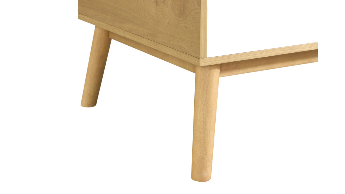 Table basse scandinave bois clair et blanc avec rangement TALIA