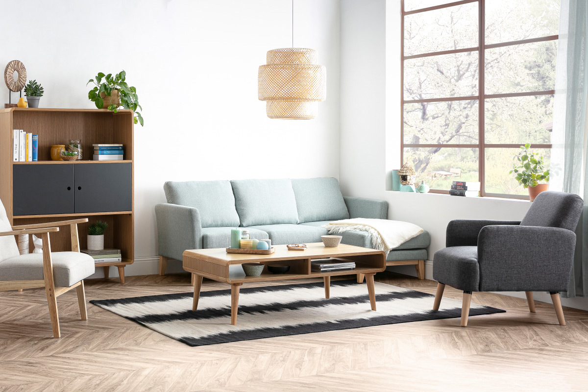 Table basse scandinave ch�ne clair L120 cm COPENHAGUE