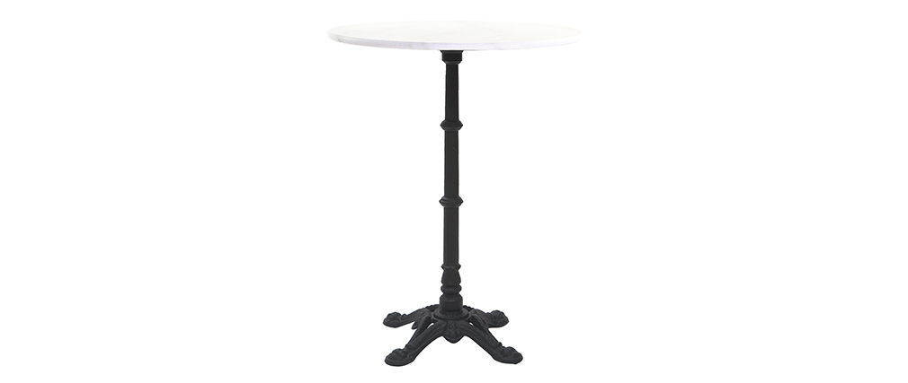 Table bistrot haute ronde en marbre et m�tal CONTY