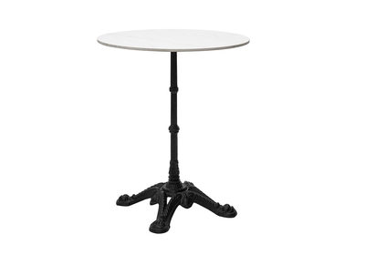 Table bistrot ronde en pierre minérale et métal noir L60 cm CONTY
