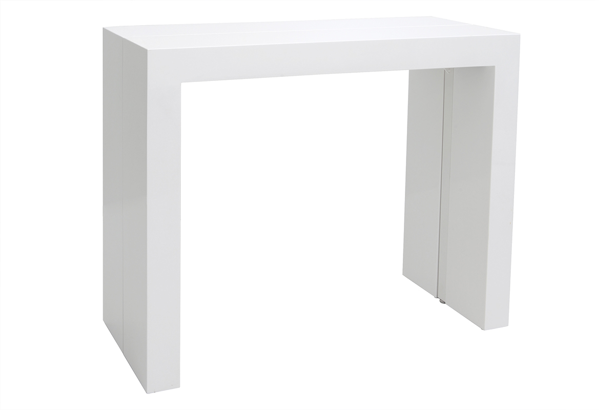 Table console extensible design blanc laqu� CALEB