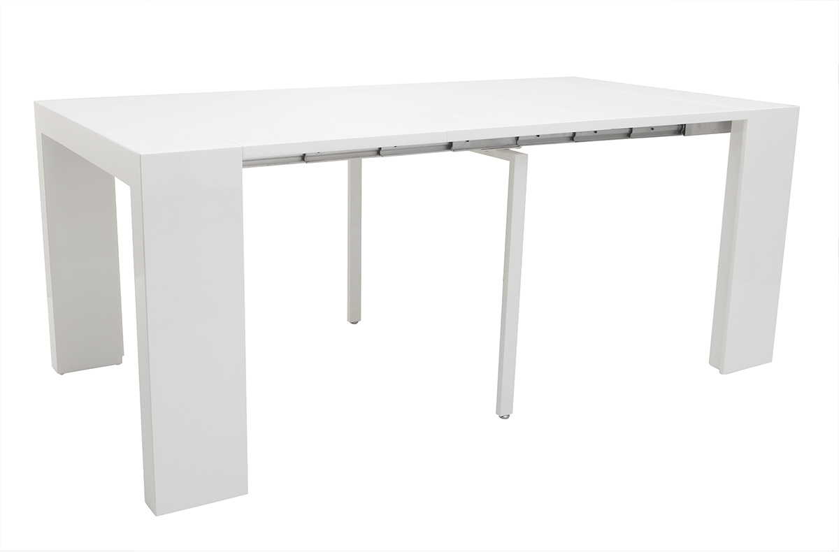 Table console extensible design blanc laqu� CALEB