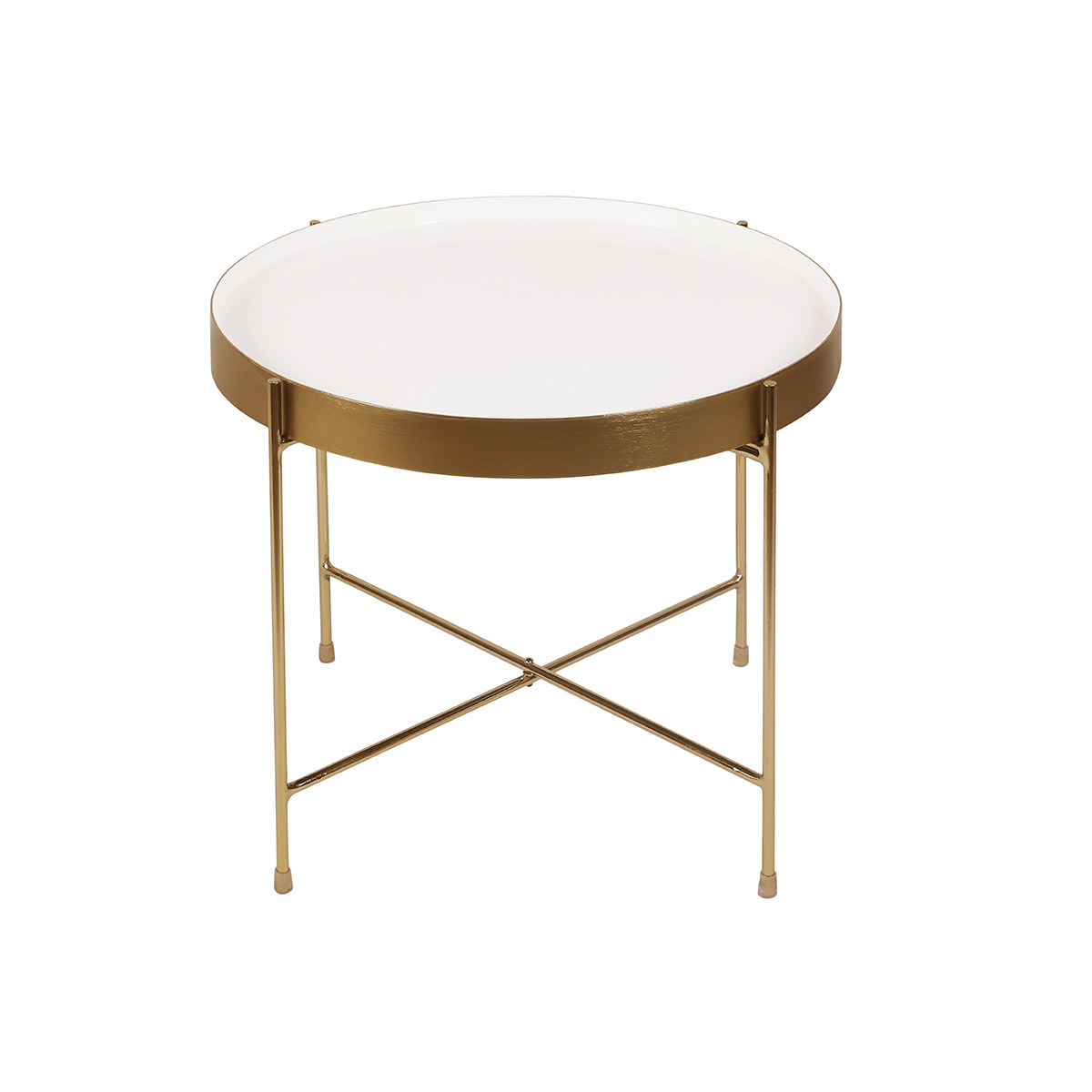 Table d'appoint avec plateau réversible bleu canard / blanc D51 cm SATEEN