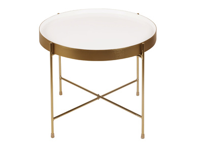 Table d'appoint avec plateau réversible bleu canard / blanc D51 cm SATEEN