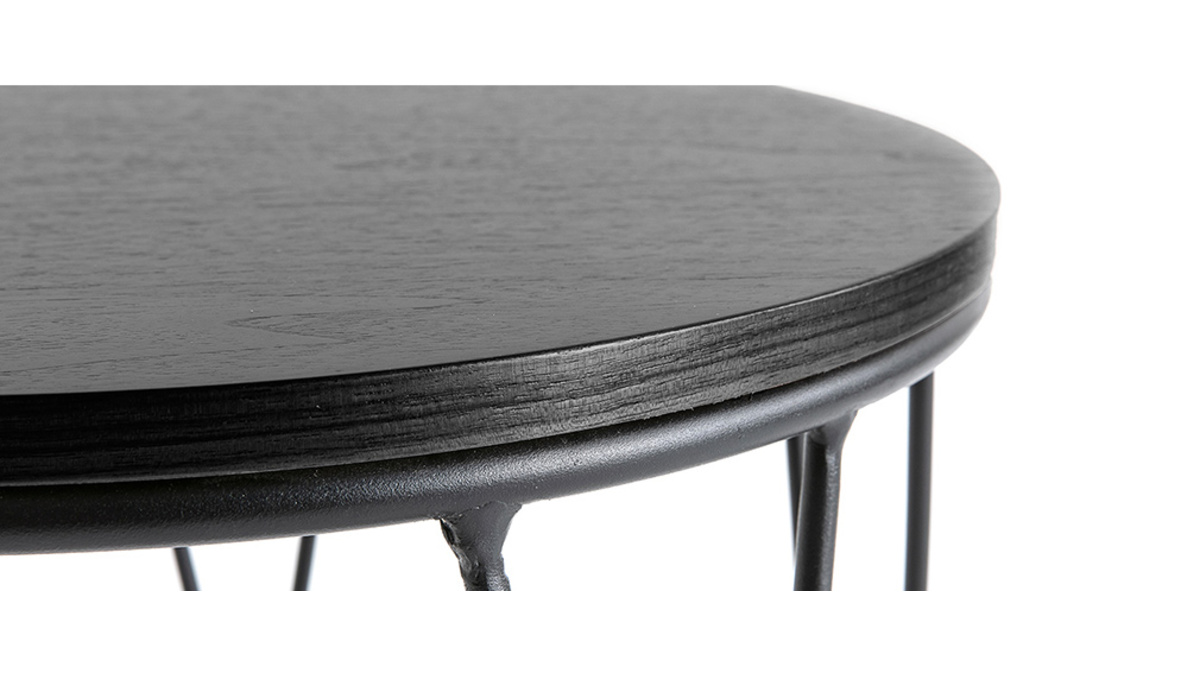 Table d'appoint bois noir et mtal L42 x H40 cm LACE