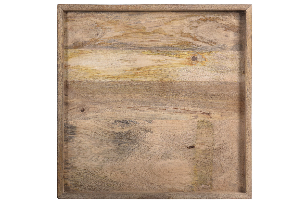 Table d'appoint carre bois manguier massif et mtal noir L55 cm FRAME