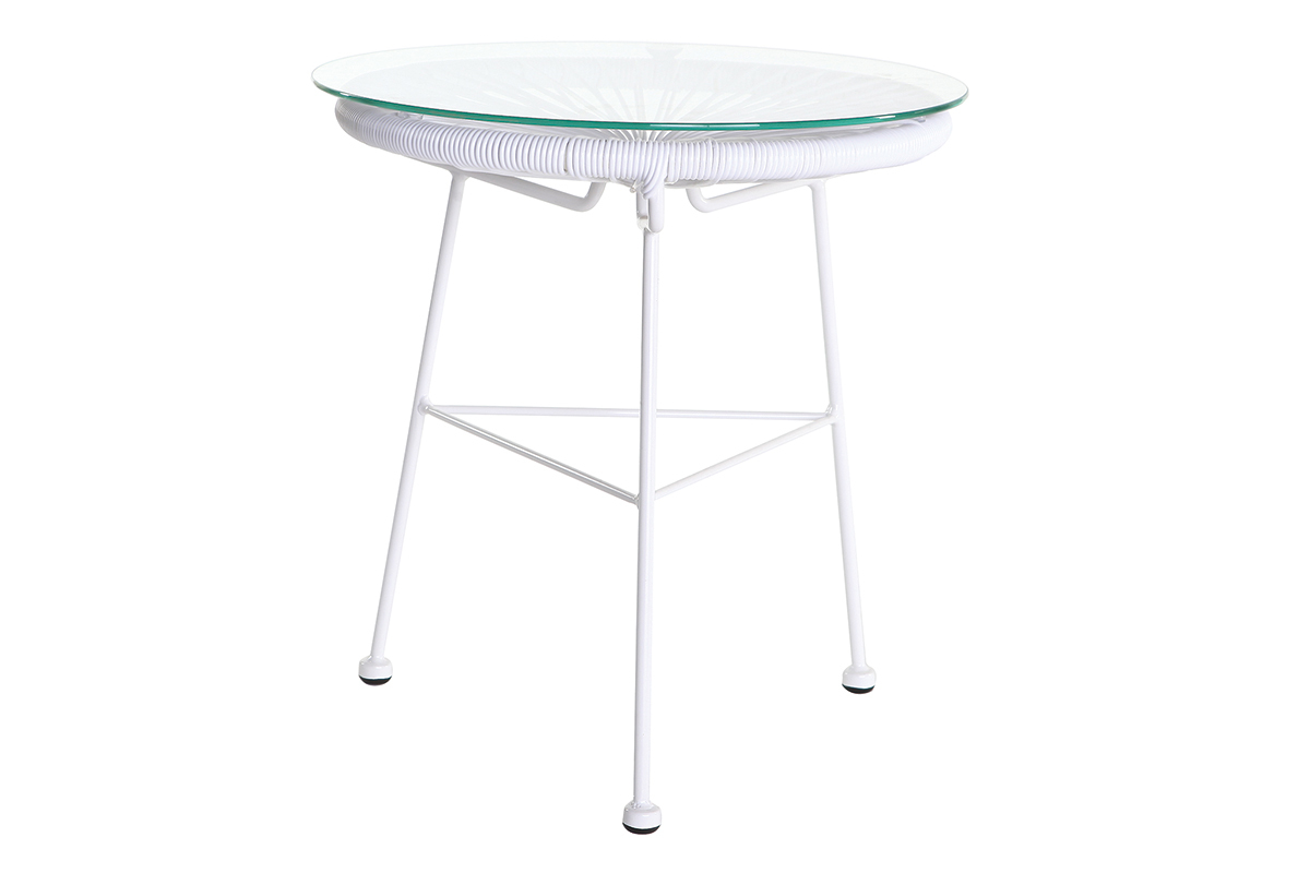 Table d'appoint de jardin en fils de rsine blanc BELLAVISTA