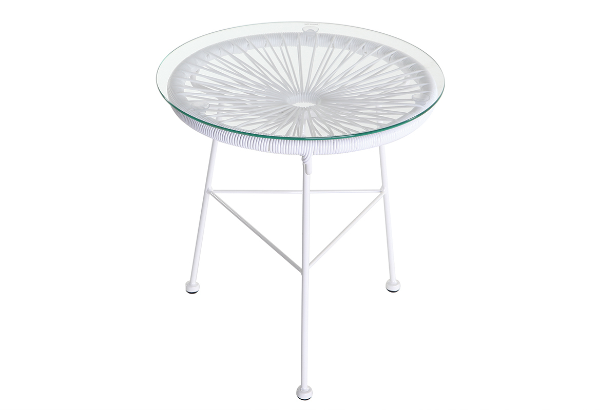 Table d'appoint de jardin en fils de rsine blanc BELLAVISTA
