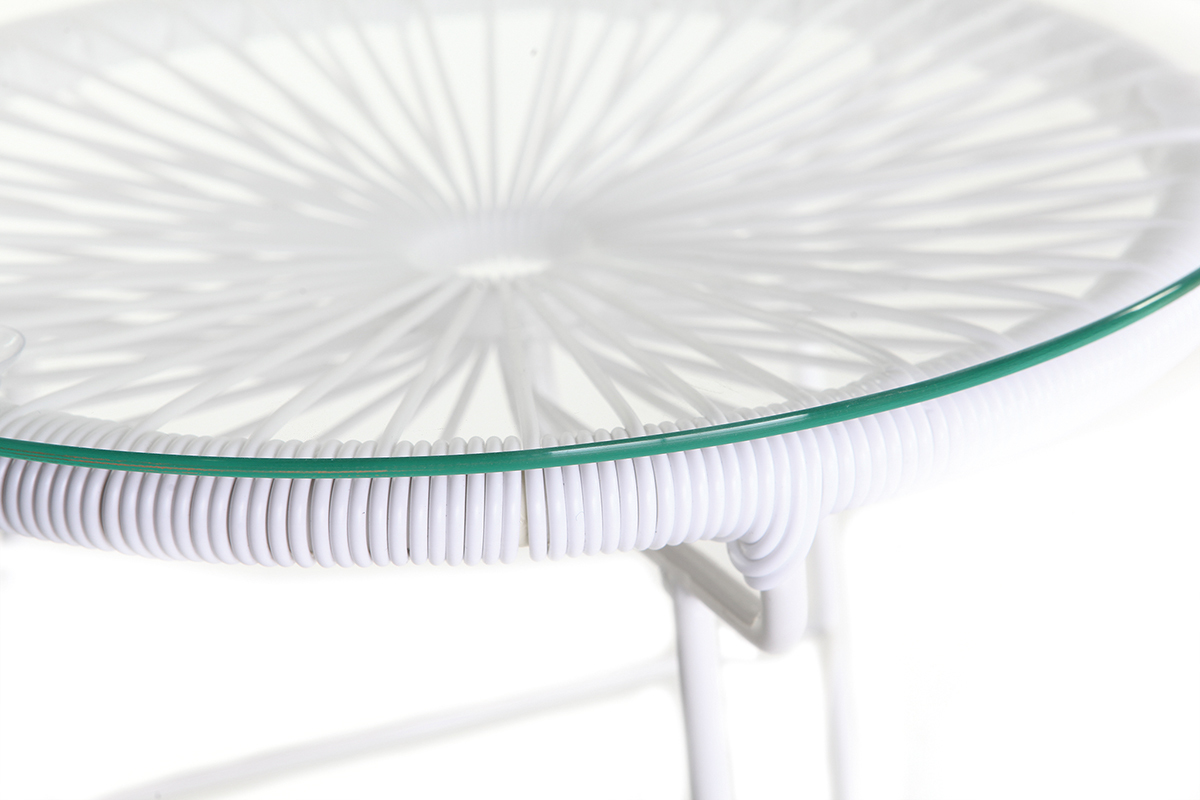 Table d'appoint de jardin en fils de rsine blanc BELLAVISTA
