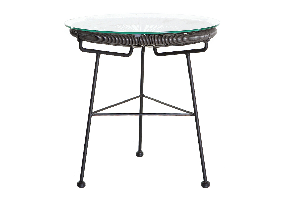 Table d'appoint de jardin en fils de rsine gris BELLAVISTA