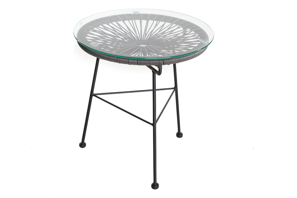 Table d'appoint de jardin en fils de rsine gris BELLAVISTA