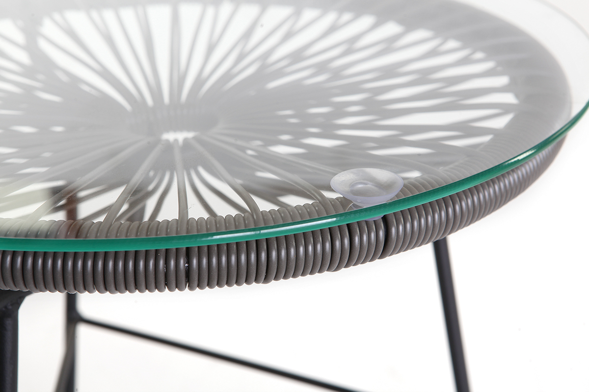 Table d'appoint de jardin en fils de rsine gris BELLAVISTA