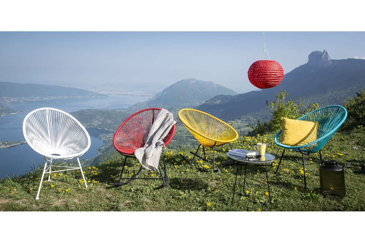 Table d'appoint de jardin en fils de rsine gris BELLAVISTA