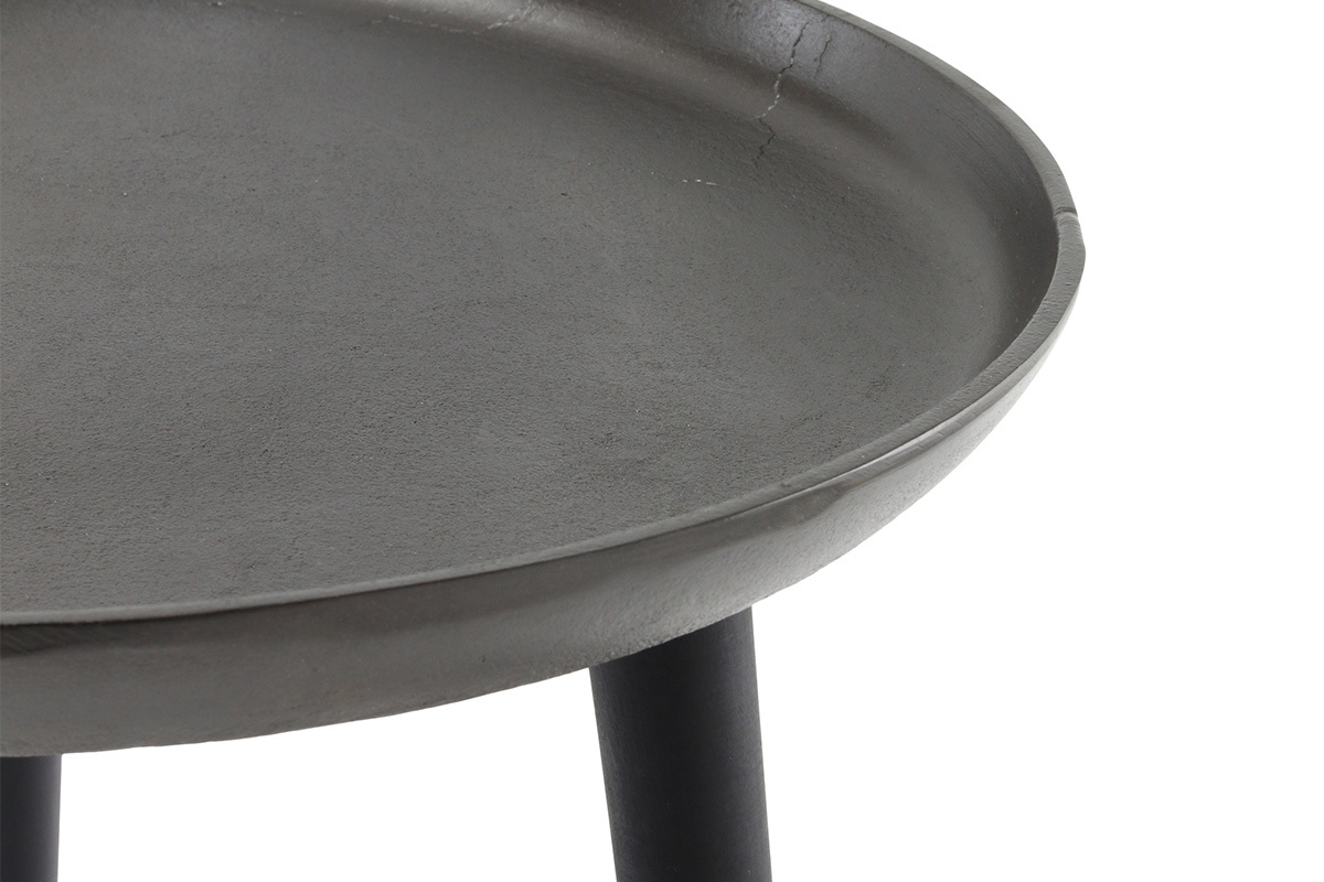 Table d'appoint design m�tal et pieds bois noir LINTA