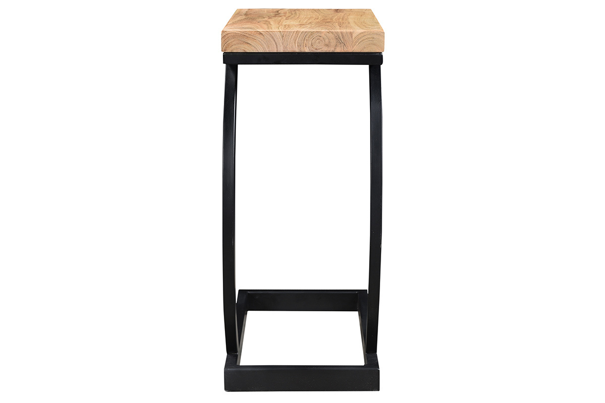 Table d'appoint design rectangulaire en bois massif et m�tal noir BREAK