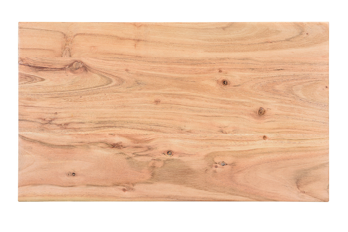 Table d'appoint design rectangulaire en bois massif et m�tal noir BREAK