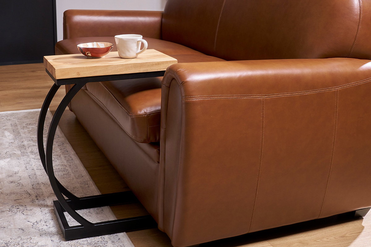 Table d'appoint design rectangulaire en bois massif et m�tal noir BREAK