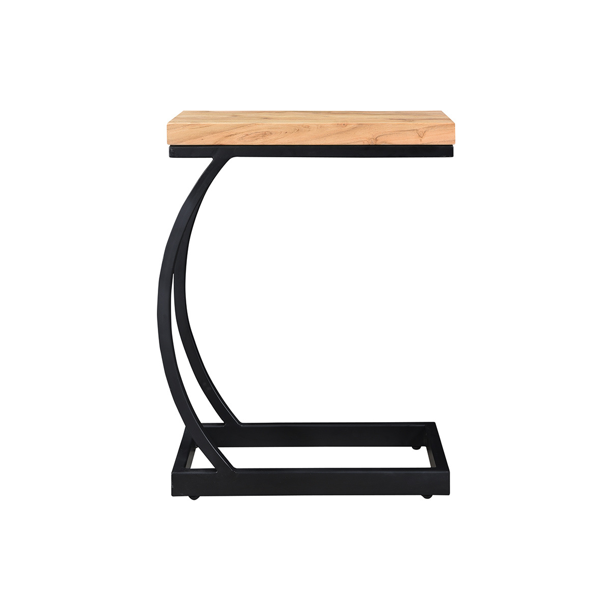 Table d'appoint design rectangulaire en bois massif et métal noir BREAK
