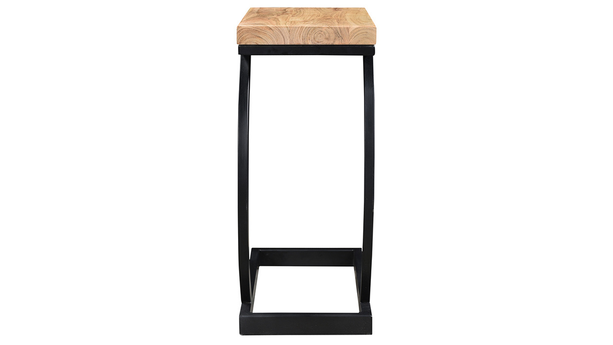 Table d'appoint design rectangulaire en bois massif et métal noir L45 cm BREAK