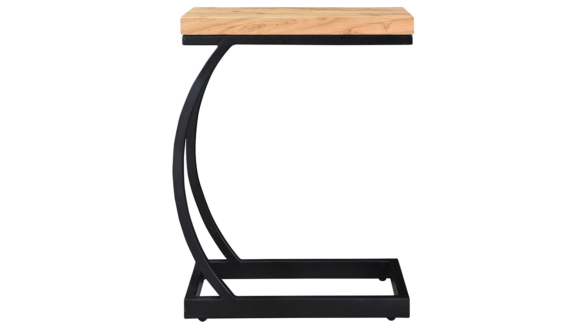 Table d'appoint design rectangulaire en bois massif et métal noir L45 cm BREAK