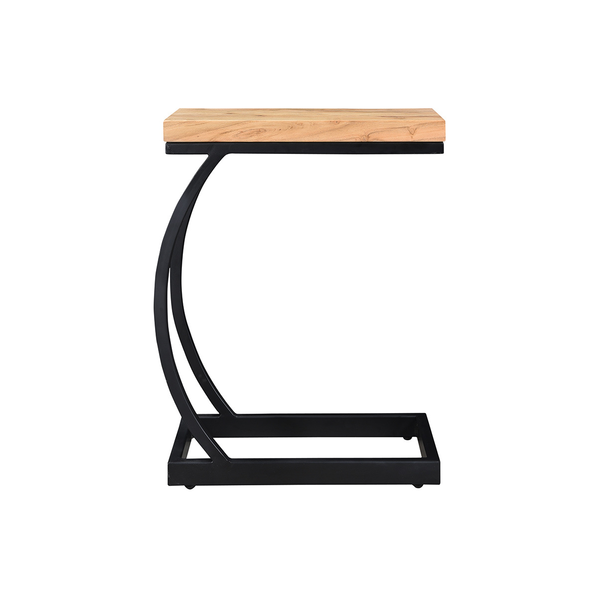 table d'appoint design rectangulaire en bois massif et métal noir l45 cm break