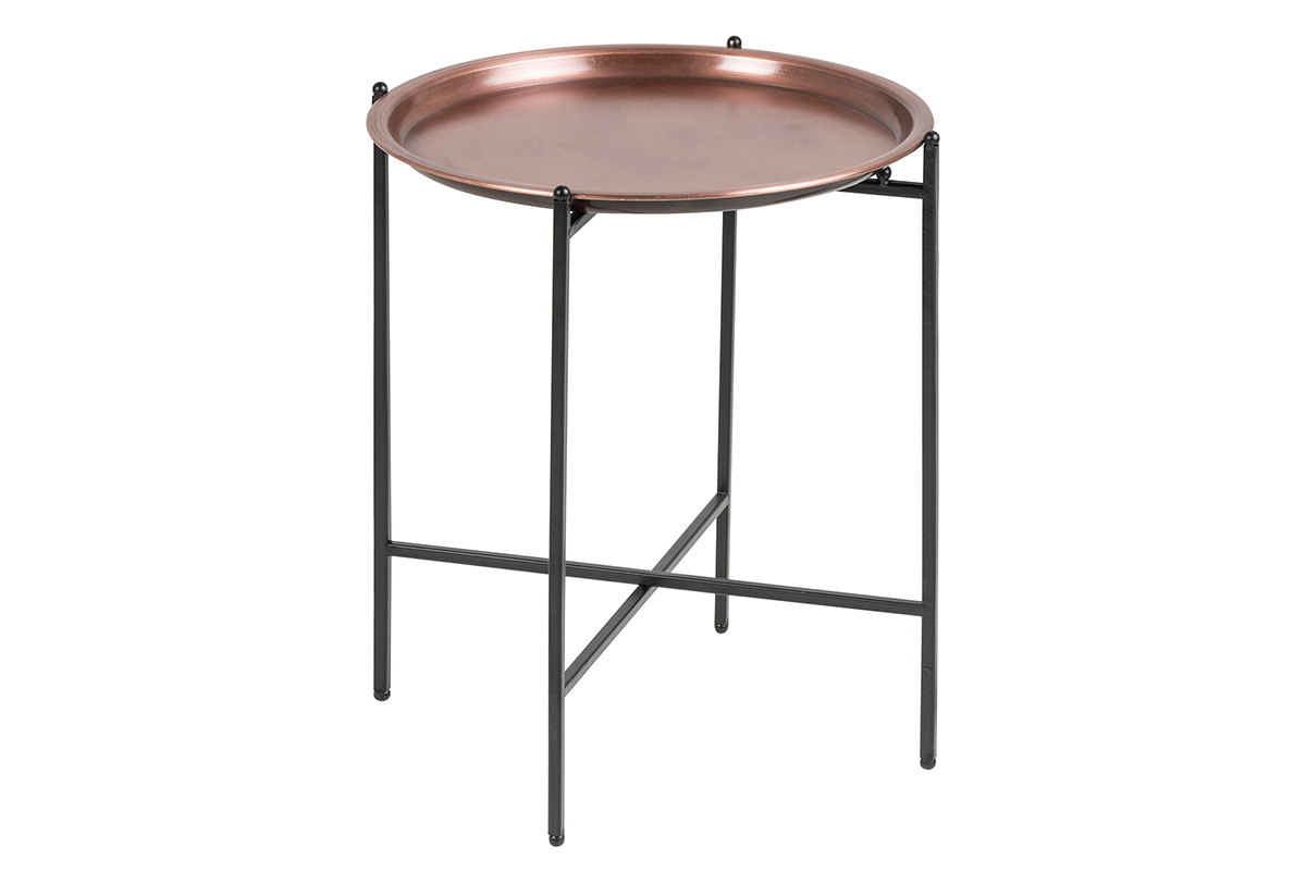 Table d'appoint design ronde m�tal cuivr� LUZ