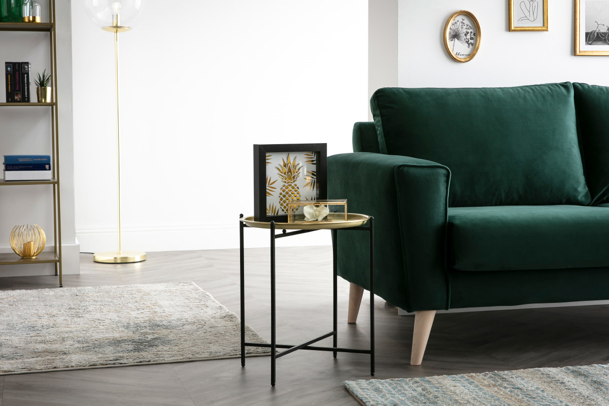 Table d'appoint design ronde m�tal dor� LUZ