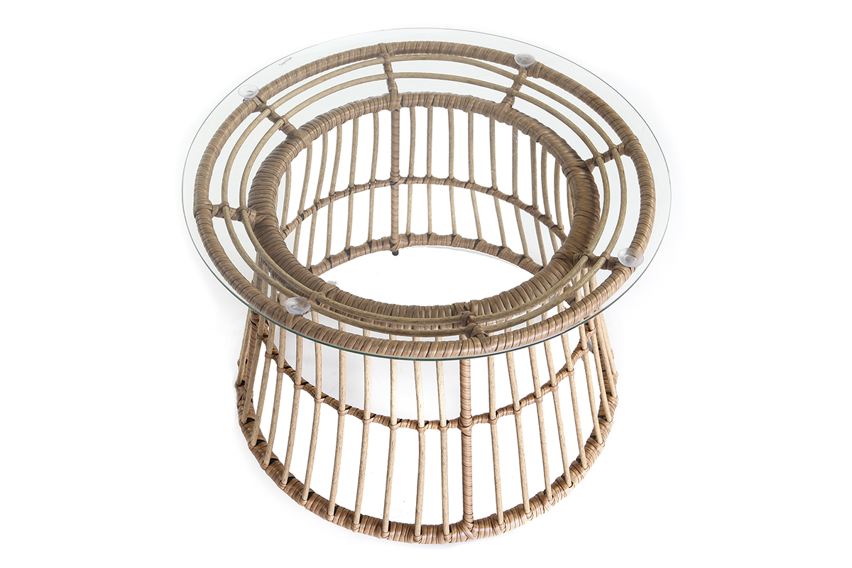 Table d'appoint en fils de r�sine fa�on rotin BELLAVISTA