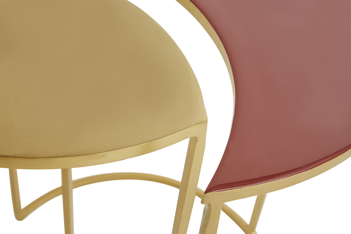 Table d'appoint en m�tal dor� et rose �maill� TOSCANE