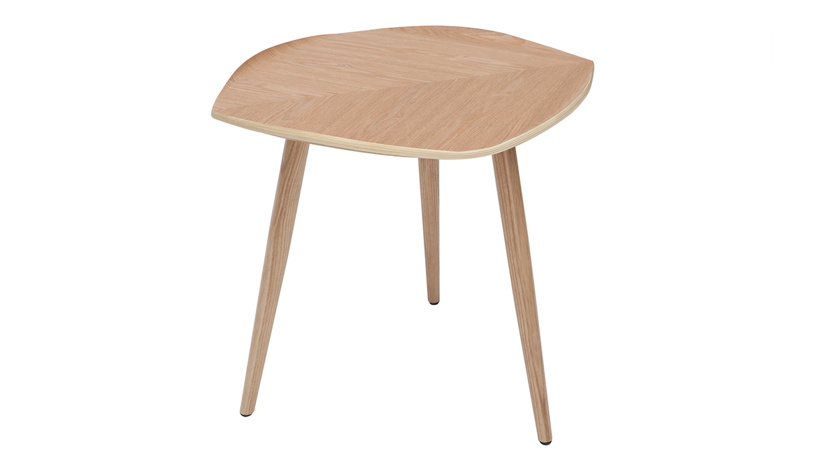 Table d'appoint forme de feuille bois clair L60 cm PHYLL