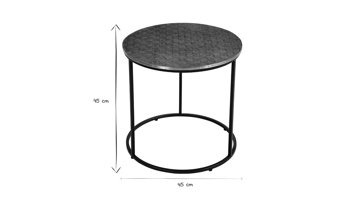Table d'appoint ronde en laiton frapp et mtal noir D45 cm FLOOR