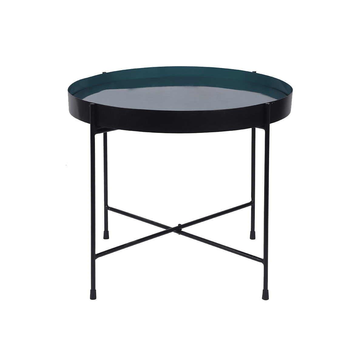 Table d'apppoint ronde avec plateau réversible bleu canard / noir D51 cm SATEEN - Miliboo & Stéphane Plaza vue1