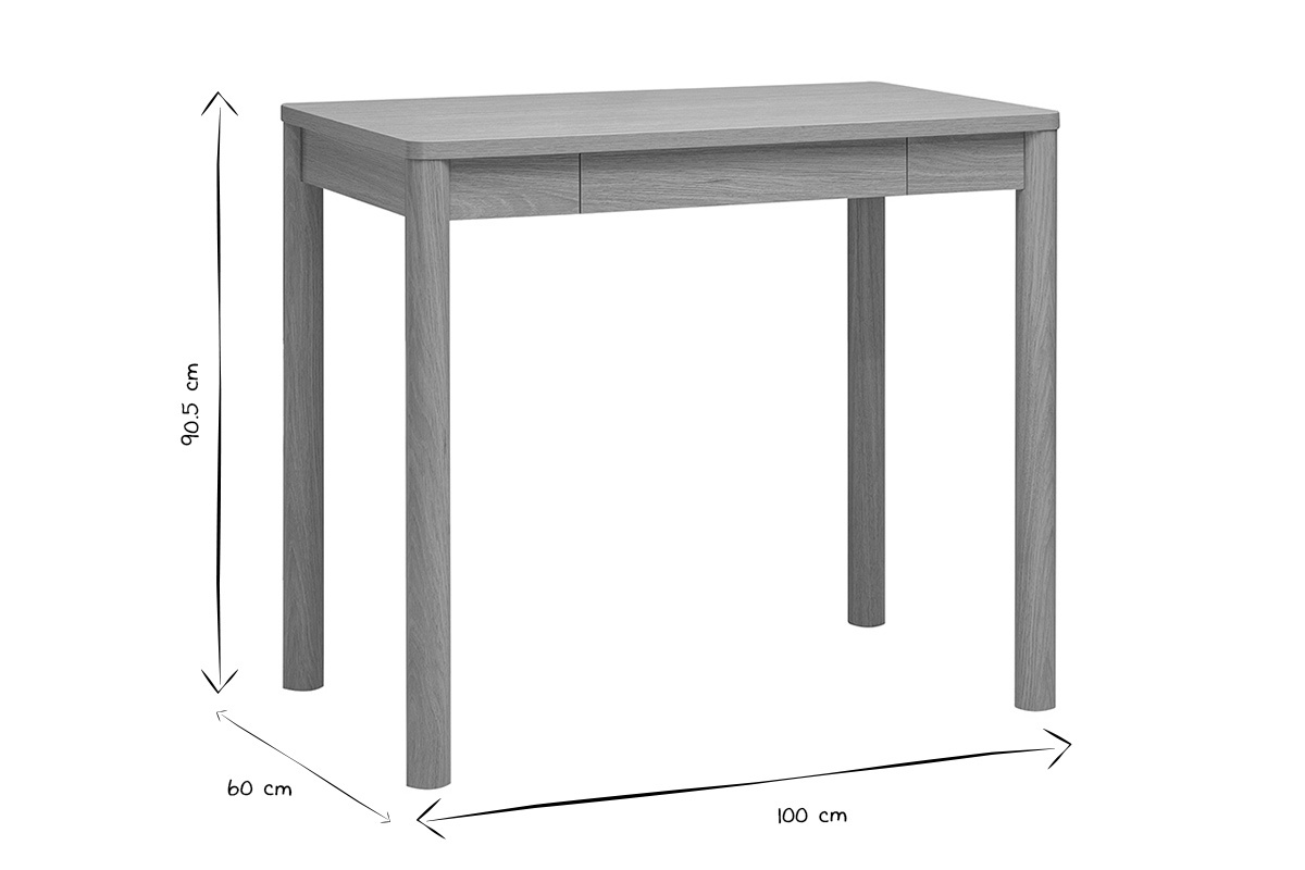 Dimensions de la table de bar IZZIE en noir et blanc : 90,5 cm de haut, 100 cm de long, 60 cm de large.