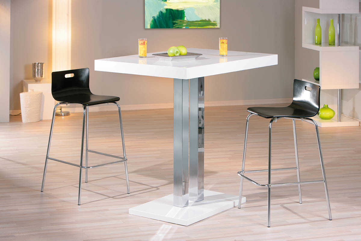 Table de bar blanc laqu� Oriana 