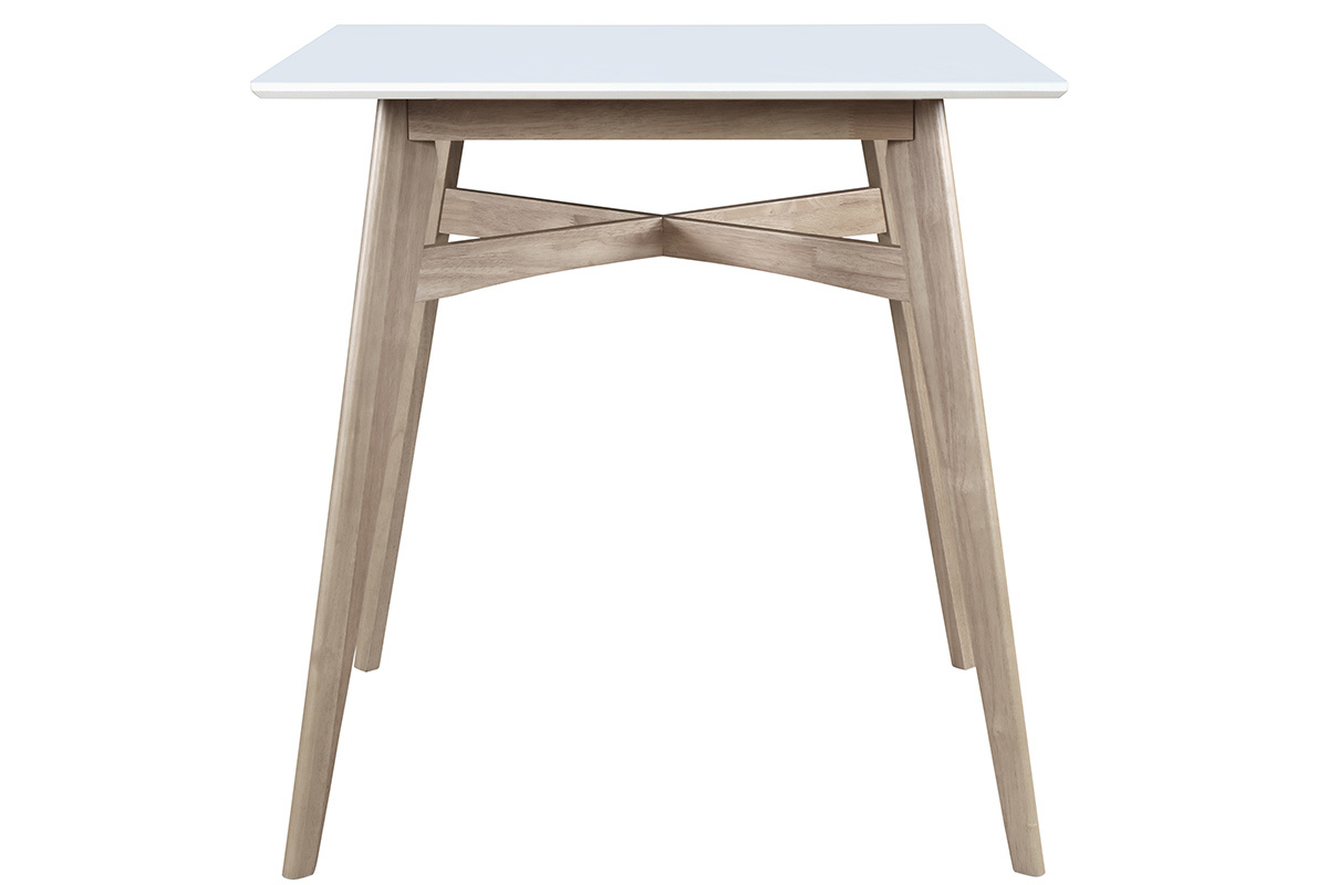 Table de bar carre bois et blanc LEENA