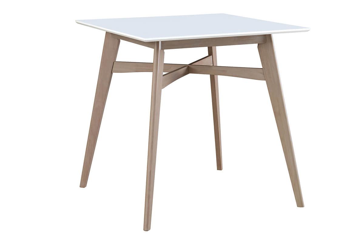 Table de bar carre bois et blanc LEENA
