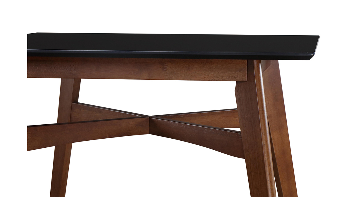 Table de bar carrée bois et noir H91.5 cm LEENA