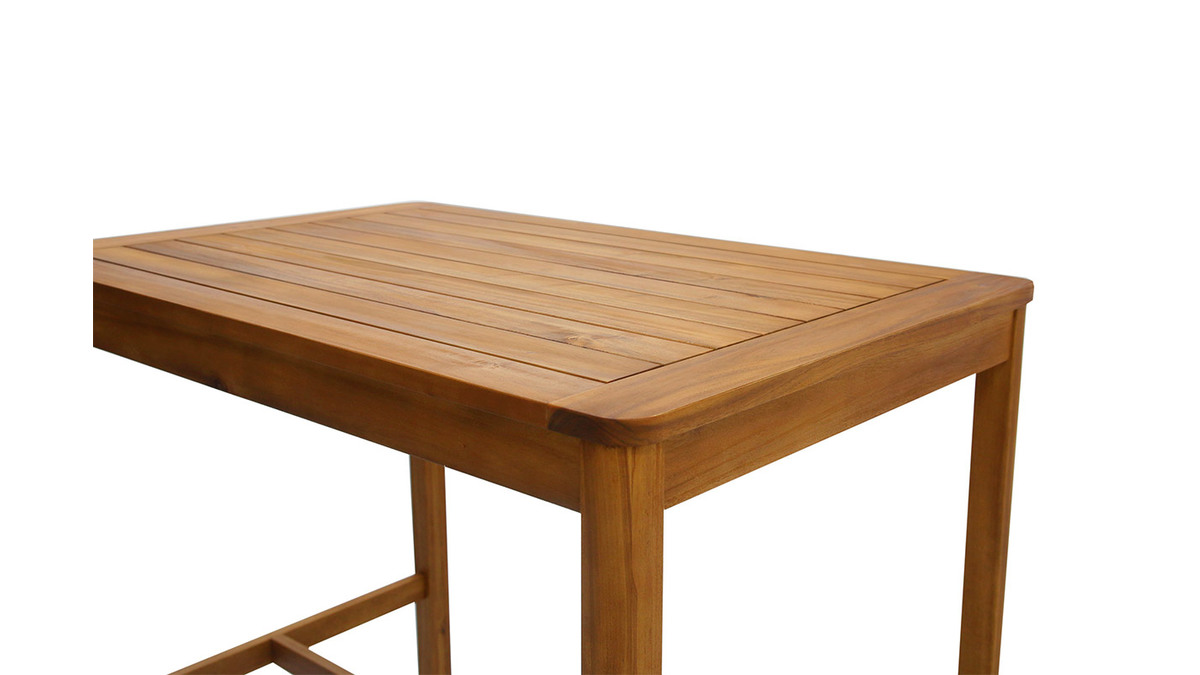 Table de bar de jardin rectangulaire en bois massif L120 cm AKIS