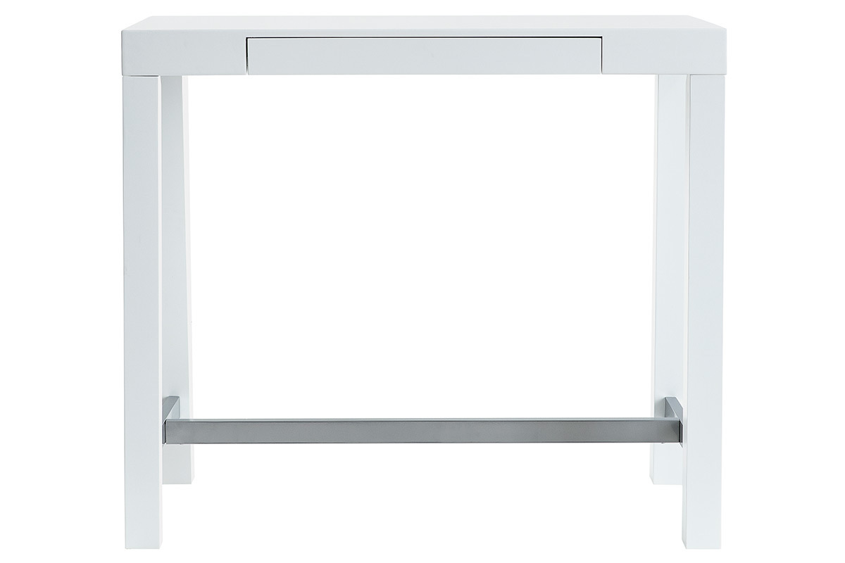 Table de bar design blanc laqu mat ALEX