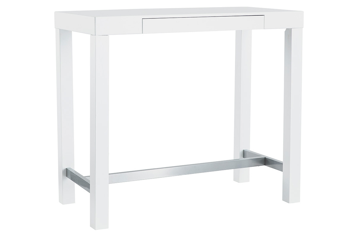 Table de bar design blanc laqu mat ALEX