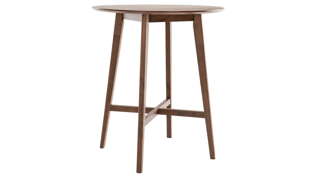 Table de bar design ronde bois noyer DEMORY