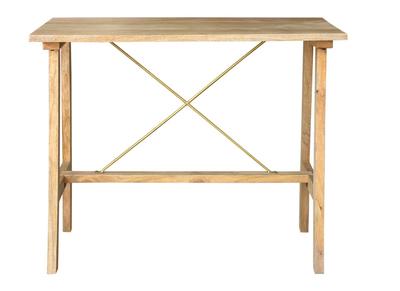 Table de bar en bois manguier massif et métal doré L130 cm MARGHA