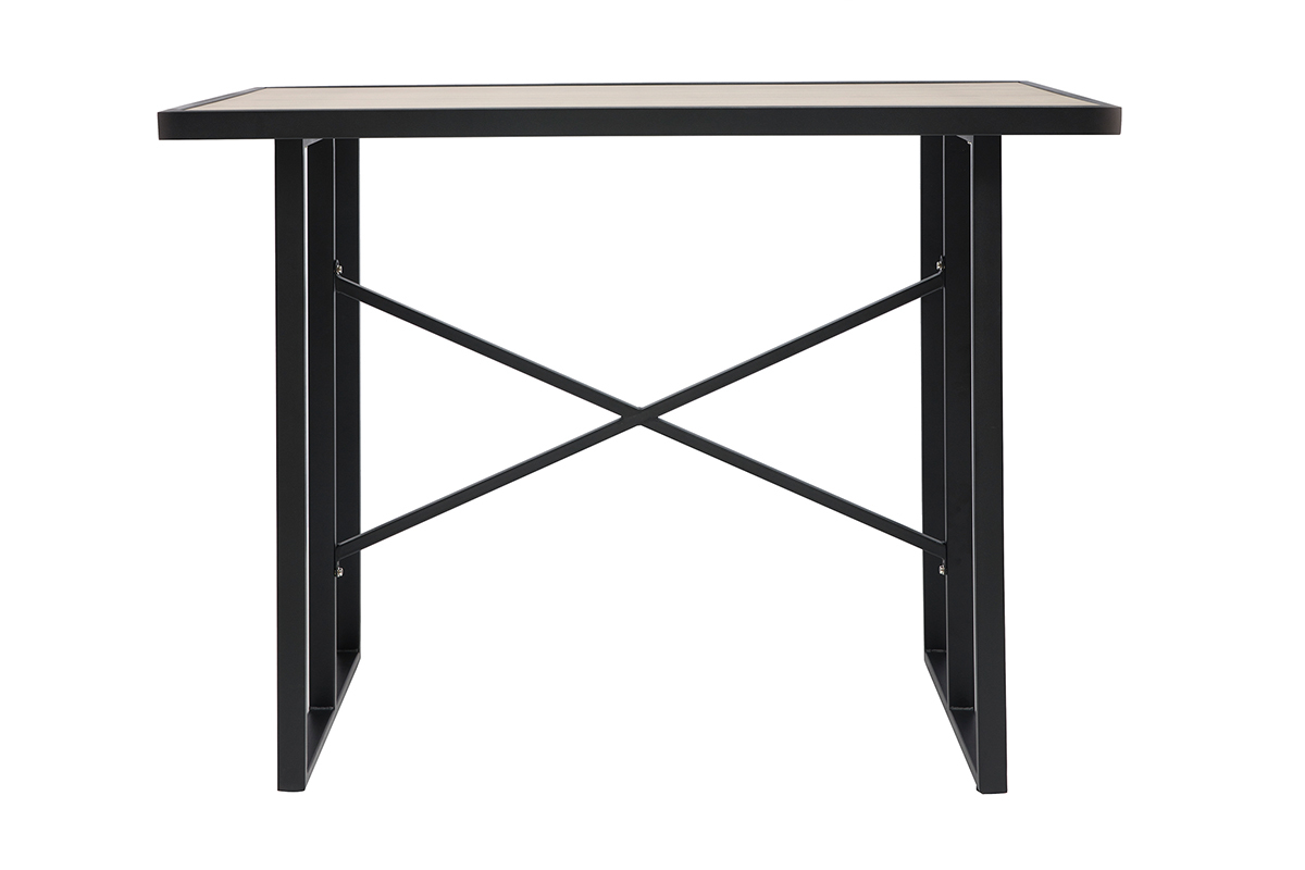 Table de bar en m�tal et verre motif bois QUITO