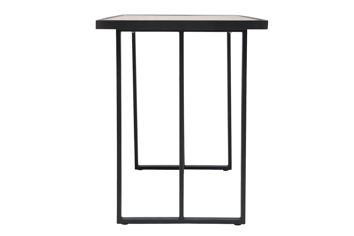 Table de bar en m�tal et verre motif bois QUITO